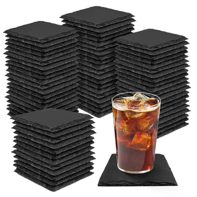 72er-Set schwarze Schieferuntersetzer, quadratisch, für Lasergravur