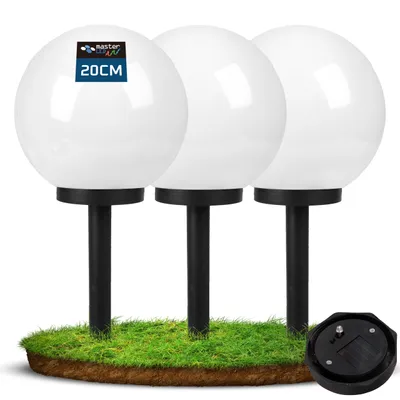 Obrázok produktu pre MasterLED solárne záhradné svetlo guľa sada 3 - 20 cm - solárna lampa so súmrakovým senzorom - IP44 - záhradná lampa na zapojenie - vonkajšie osvetlenie