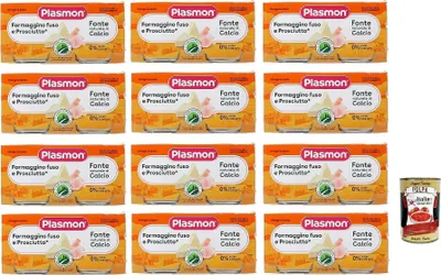 Produktbild von Plasmon Formaggino fuso e prosciutto 12x (2x80g) Mit italienischem Milch, ohne Räume hinzugefügt + Italian Gourmet polpa 400g