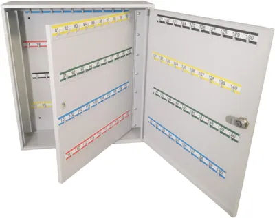 Zdjęcie produktu dla LEOMAR | Szafka na klucze | Skrzynka na klucze z 160 haczykami | Stalowa skrzynka na klucze | Zamykany schowek na klucze | 12x39x42 cm | Montaż ścienny