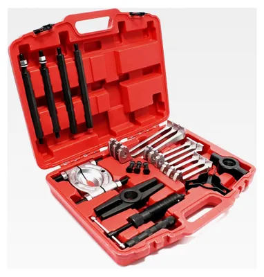 Produktbild von Hydraulisches Abzieher-Set 22-teilig, mit 10 t Zugkraft, Kugellager- und Zahnradabzieher im praktischen Koffer