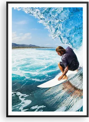 Produktbild von Gerahmtes Poster - Schwarzer Rahmen - Surfen Surfer Ozean Welle - 70x100 cm - Wand Bild - Wanddeko - Wandbilder - Wandposter - Bilderrahmen - Bilder - Kunstdruck - Wandbild - P2BPA70x100-2785