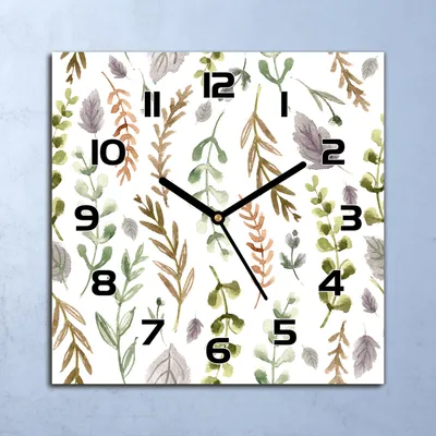 Produktbild von Wanduhr Echt-Glas-Küchenuhr Bunte Blätter weiß Quarz 30x30 Deko Bilder