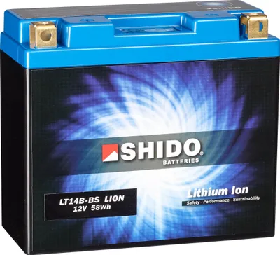 Produktbild von Shido LT14B-BS Lithium Batterie 12V 5Ah für Motorrad, leicht & langlebig