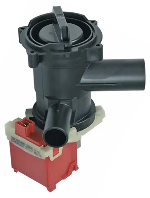 A close-up view of a washing machine drain pump.