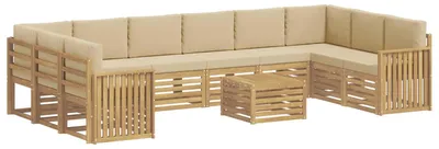 Zdjęcie produktu dla Zestaw mebli ogrodowych składający się z 11 elementów, kolor beżowy, wymiary: 59 x 59 x 37 cm