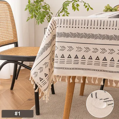 Produktbild von Vodotěsný ubrus Boho Omyvatelný obdélníkový bavlněný stolní kryt Zahradní ubrus, barva: 1#, velikost: 140 * 200 cm