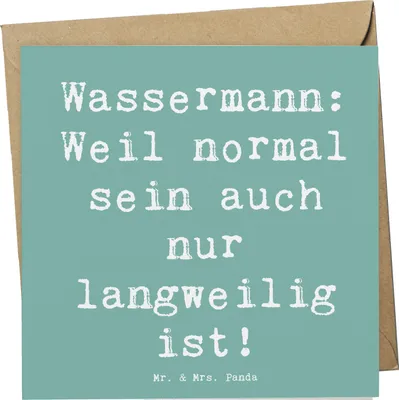Produktbild von Mr. & Mrs. Panda Grußkarte Spruch Wassermann Unikat - Meeresbrise - Geschenk, Exzentrizität, Einzigartigkeit, Tierkreiszeichen, anlasskarte, Horoskop, doppelkarte