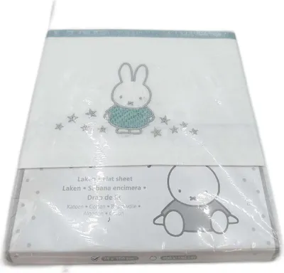 Produktbild von Miffy Laken bestickt Kinderwagen Babybett 75x100 cm Bettlaken Hase Motiv