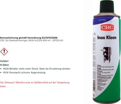 Produktbild von CRC INOX KLEEN, Reinigung, Aluminium, Chrom, Edelstahl, 500 ml, 273 mm, 208 mm, 240 mm