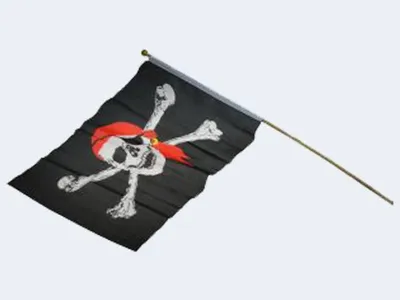Produktbild von Piratenflagge 45x30cm Holzstab