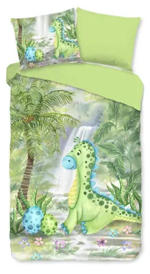 Productafbeelding van Good Morning Kinderdekbedovertrek "Dani" - Groen - (135x200 cm) - 100% Katoen