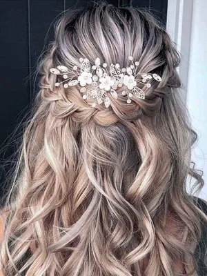 Productafbeelding van Ibenzoa® Elegantes gouden haaraccessoireset met kristallen en bloemen, flexibel materiaal, inclusief 2 haarspelden – geschikt voor bruiloften, bruiden en speciale gelegenheden