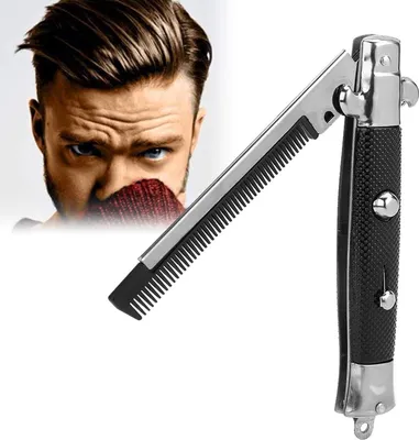 Image de Switchblade peigne de poche pour hommes cheveux barbe coiffure