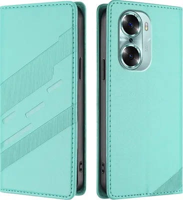 Produktbild von Hülle für Honor 60, Kunstleder Brieftaschen Handyhülle mit Kartenfach und Standfunktion Türkis