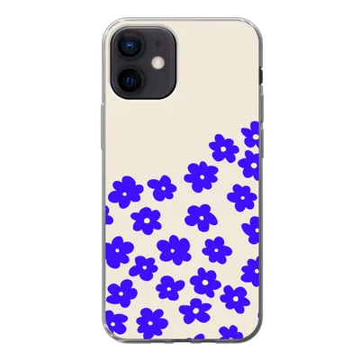 Produktbild von MuchoWow® Handyhülle Schutzhülle Hülle für iPhone 12 Blume - Blau - Muster Silikon Softcase Handy Hülle - Schutzhülle