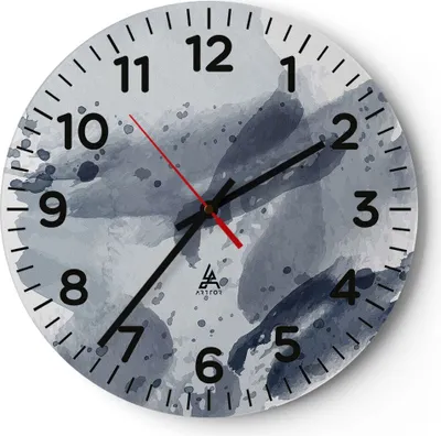 Produktbild von Wanduhr - Rund - Glasuhr - Abstraktion Blau Minimalismus - 40x40cm - Schleichendes Uhrwerk - Lautlos - zum Aufhängen bereit - Dekoration Modern - Wanddekoration aus Glas - C4AR40x40-4941
