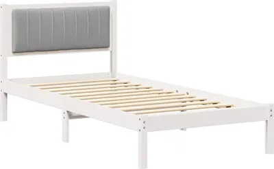 Zdjęcie produktu dla vidaXL Rama łóżka z tapicerowanym zagłówkiem jasnoszara 90 x 190 cm