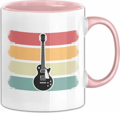 Produktbild von Gitarrenspieler Geschenk Tasse Gitarre Vintage Kaffee-Becher (Rosa)