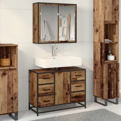 Zdjęcie produktu dla Maison Exclusive - Zestaw mebli do łazienki, 2 sztuki, drewno z odzysku, 80 x 33 x 60 cm