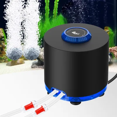 Image de Pompe à air pour aquarium, silencieuse - 3 watts de puissance - Capacité de 360 litres par heure - Noir