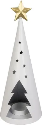 Produktbild von Teelichthalter - Weihnachtsbaum - weiß/gold - ca. 12 x 32,5 cm