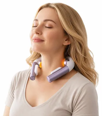 Produktbild von EMS Nackenmassagegerät mit Wärmetherapie, 10 Massageprogramme und 16 Intensitätsstufen, elektrische Muskelstimulation für Schulter und Hals