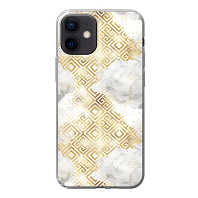 Produktbild von MuchoWow® Handyhülle Schutzhülle Hülle für iPhone 12 Gold - Marmor - Muster - Geometrie Silikon Softcase Handy Hülle - Schutzhülle