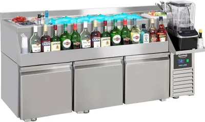 Obrázek produktu pro Chlazený pult se 3 dveřmi a barovým pultem pro koktejly