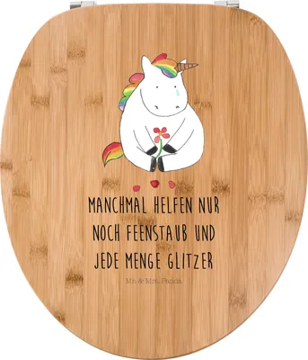 Produktbild von Mr. & Mrs. Panda Klo-Deckel Einhorn Traurig - Transparent - Geschenk, Toilettendeckel, Trauer, Liebe, WC Brille, Sitz, Deko, Blume, Freunde, WC-Sitz, Klodeckel, Einhörner