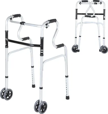 Image de Yakimz déambulateur léger, cadre de marche aide à la marche réglable en hauteur 5/8 fois, avec siège, déambulateur à 4 roues