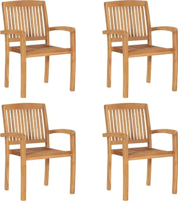 Immagine prodotto di vidaXL Sedie da giardino impilabili con cuscini 4 pz. Legno massiccio di teak