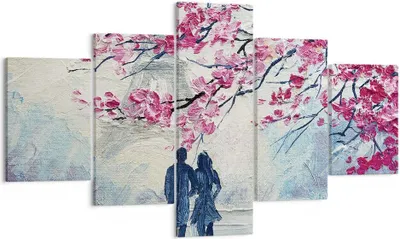 Produktbild von Bild auf Leinwand - Leinwandbild - 5 Teile - Paar Paris Baum - 125x70cm - Wand Bild - Wanddeko - Wandbilder - Leinwanddruck - Bilder - Wanddekoration - Leinwand bilder - Wandbild - EA125x70-4211