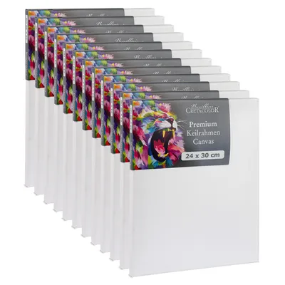 Immagine prodotto di Telaio Cretacolor 24x30 cm - 12 pezzi - Set di tele - Tela da pittura di alta qualità su telaio in legno - Tela in cotone per acrilico, olio e tecnica mista