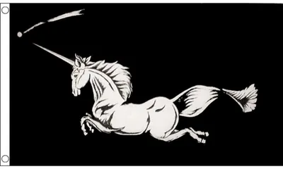 Einhorn-Flagge, 150 x 90 cm, Polyester, schwarz