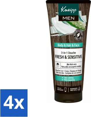Image de Kneipp - Shampooing & Douche - Hommes - Fresh & Sensitive - Pour peaux sensibles et sèches - 200 ml - Pack avantage - 4 pièces