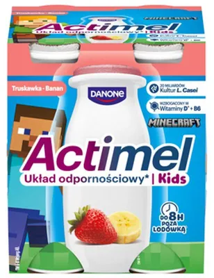 Obrázok produktu pre Actimel Kids o smaku truskawkowo-bananowym 4 x 100 g