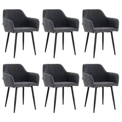 Produktbild von Lina® Diamond Esszimmerstühle 6er Set Bouclé Schwarz mit Armlehnen – Stilvoll für Esszimmer, Büro und Küche mit schwarzen Metallbeinen