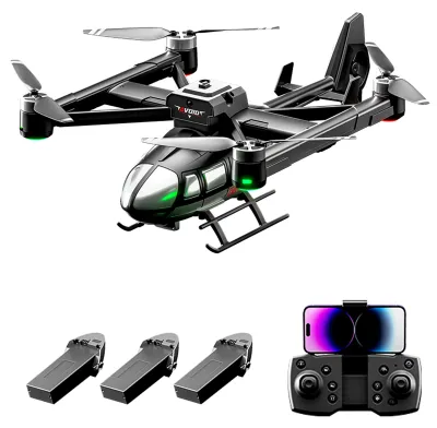 Produktbild von Ferngesteuerter Quadrocopter Airbus Quadrocopter Ferngesteuerter Hubschrauber mit Doppelkamera 720P, Fünfseitige Hindernisvermeidung Optischer Fluss Schweben Bürstenloser Motor Orbitflug, Schwarz, 3 Akku
