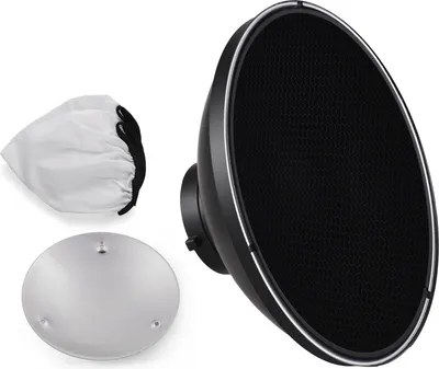 Produktbild von 30 cm/11,8 Zoll Standardreflektor Beauty Dish Bowens-Halterung mit weissem Diffusor-Reflektor-Wabengitter fuer Studio-Portraetfotografie, Stroboskop-Blitzlicht