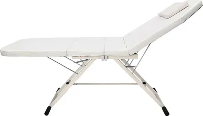 Produktbild von Massageliege - Klappbarer Massagetisch - Tragbare Kosmetikliege - Verstellbare Rückenlehne & Kopfstütze - Gesichtsaussparung - 180x60 cm - Weiß - Bis 250 kg