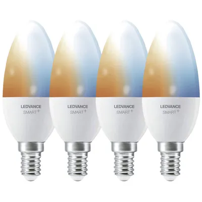 Produktbild von 4 x Ledvance LED Smart+ Kerze 4,9W = 40W E14 matt 470lm Tunable White CCT 2700K-6500K Dimmbar App Google Bluetooth