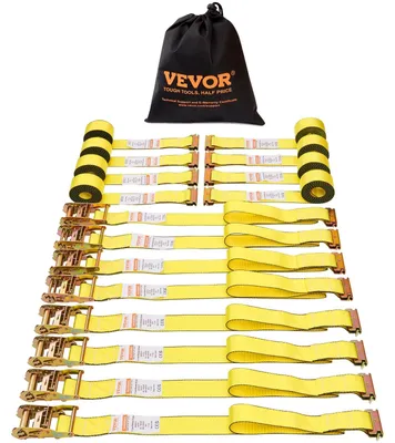 Produktbild von VEVOR Ratschen-Zurrgurte (8er-Pack), 1995,8 kg Bruchlast, E-Track Endlosratsche mit 8 Premium 0,05 m x 4,6 m Ratschen-Zurrgurten Schwerlast, zum Sichern von Fracht, Geräten, Rasenpflegegeräten, 8 Sets
