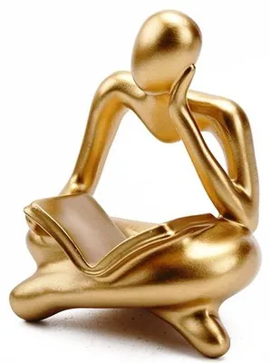 Produktbild von Lebendige Frau Skulptur, Holzdekoration, Buchwurm Skulptur, Wohnzimmerfiguren, Holzsitzfiguren, moderne abstrakte Kunstskulpturen