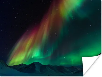 Produktbild von MuchoWow® Poster Regenbogen - Aurora - Sternenhimmel 120x90 cm - Wandbild