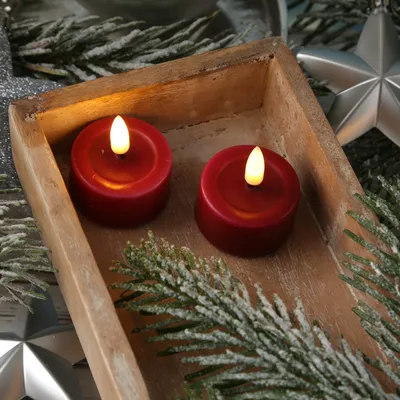 Produktbild von LED Teelichter MIA - realistische 3D Flamme - inkl. Batterien -D: 4,1cm - bordeauxrot - 2 Stk.