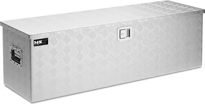 Produktbild von MSW, Transportbox, Aluminium Riffelblech, 1,3mm, 124 x 38 x 38 cm, 150 L, für Werkzeuge, Deckel mit 90° Halteketten