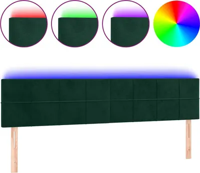 Produktbild von vidaXL LED Kopfteil Dunkelgrün 160x5x78/88 cm Samt