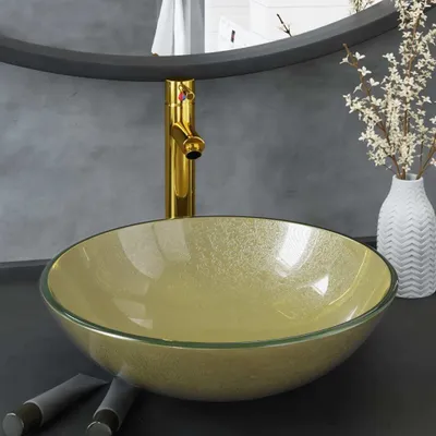 Produktbild von vidaXL Badezimmer Waschbecken mit Wasserhahn und Ablaufgarnitur Gold