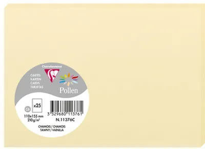 Produktbild von Clairefontaine 11376C Packung mit 25 Karten Pollen in Format C6, 110 x 155mm, 210g, chamois